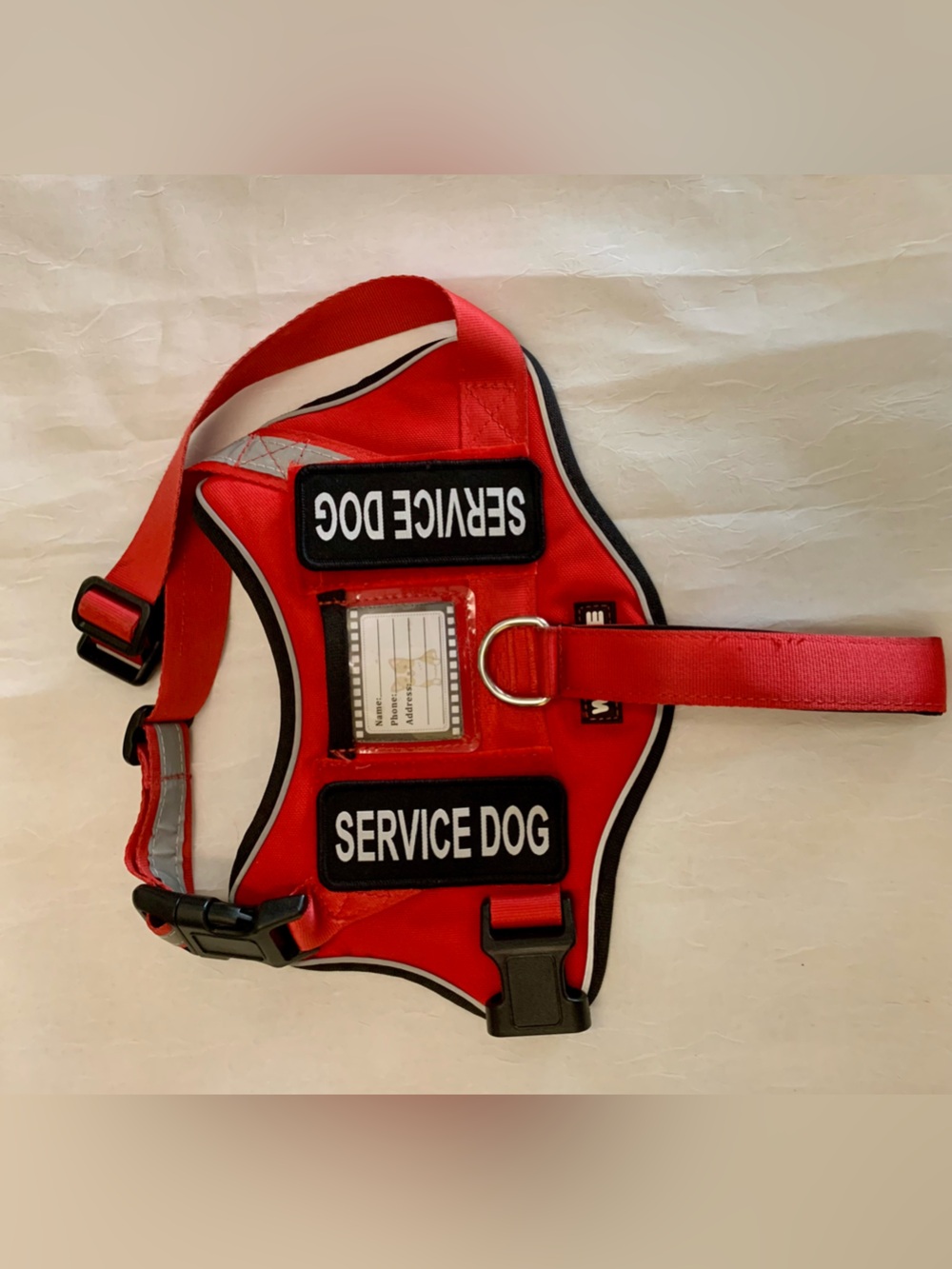 Red SERVICE DOG Harness Vest with ID Window. Xs